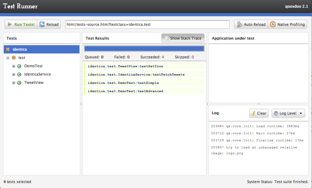 Testrunner displaying skipped tests